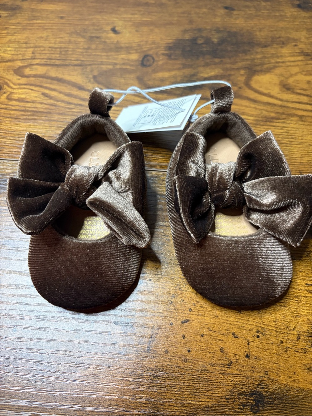 Carter's Brown Velvet Bow Baby Mary Jane Shoes